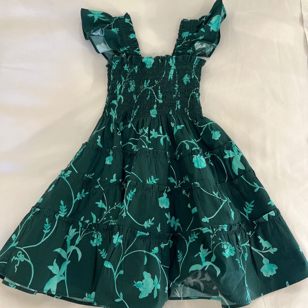 The Tiny Ellie Nap Dress - Emerald Botanical Poplin